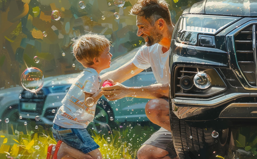 Z tatą za kierownicą